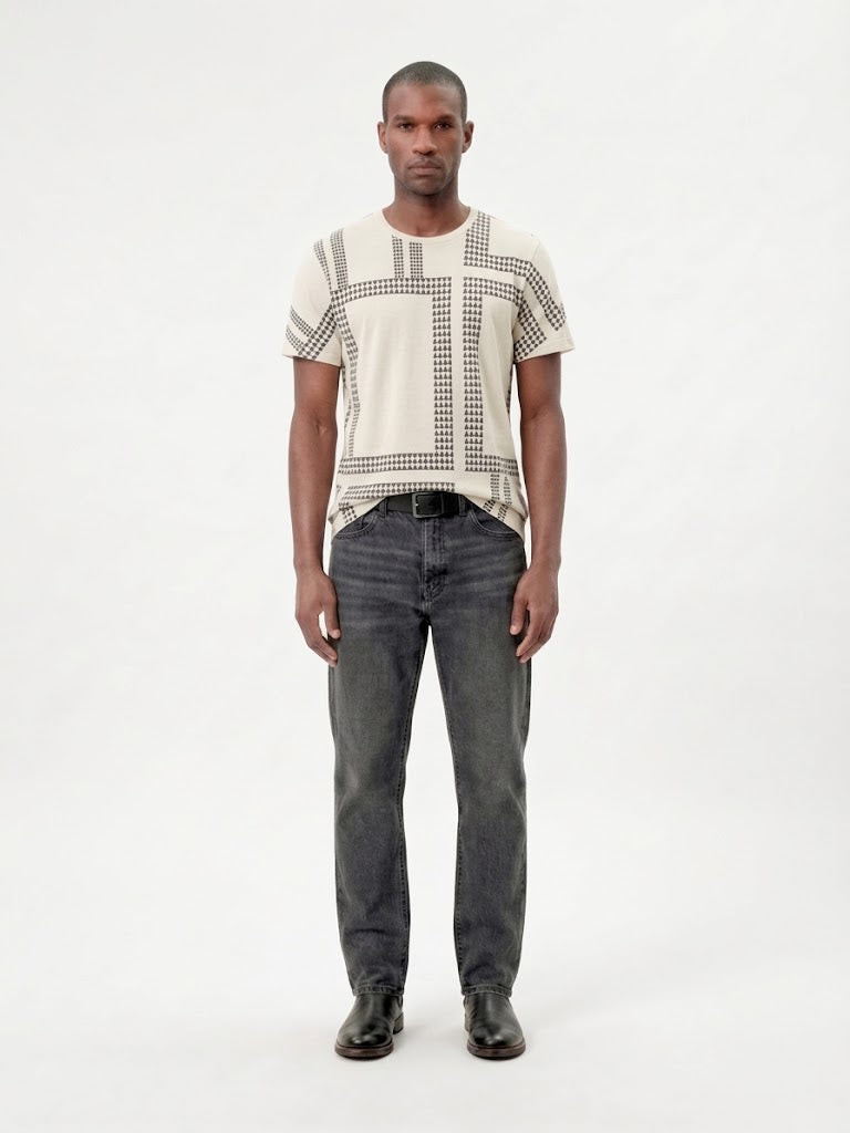 Cream Houndstooth Grid