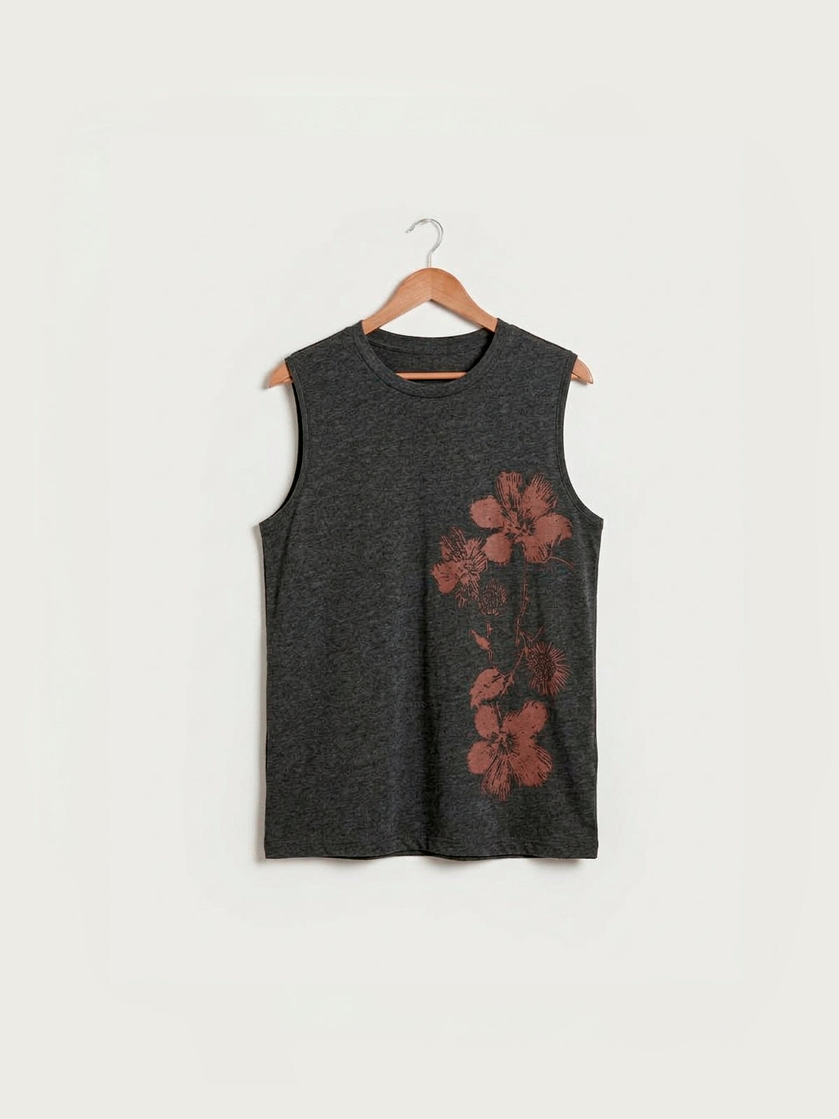 Brown Flower Motif Sleeveless