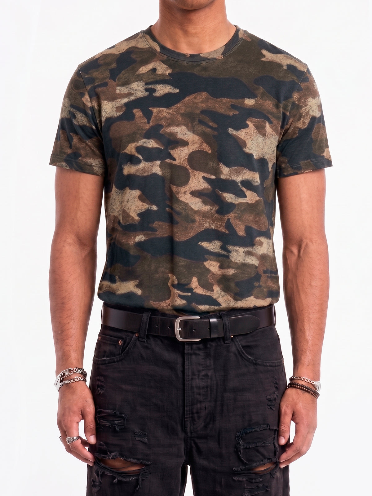Distressed Camouflage T-Shirt