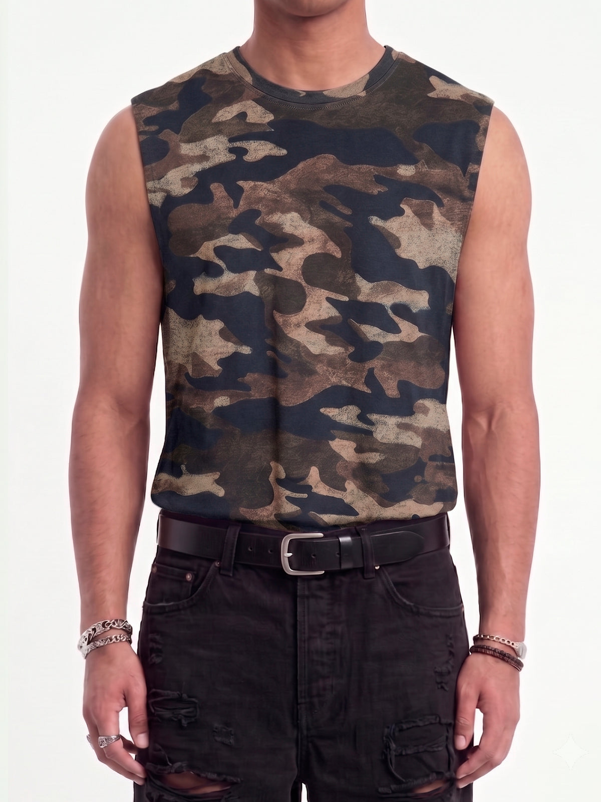 Distressed Camouflage T-Shirt
