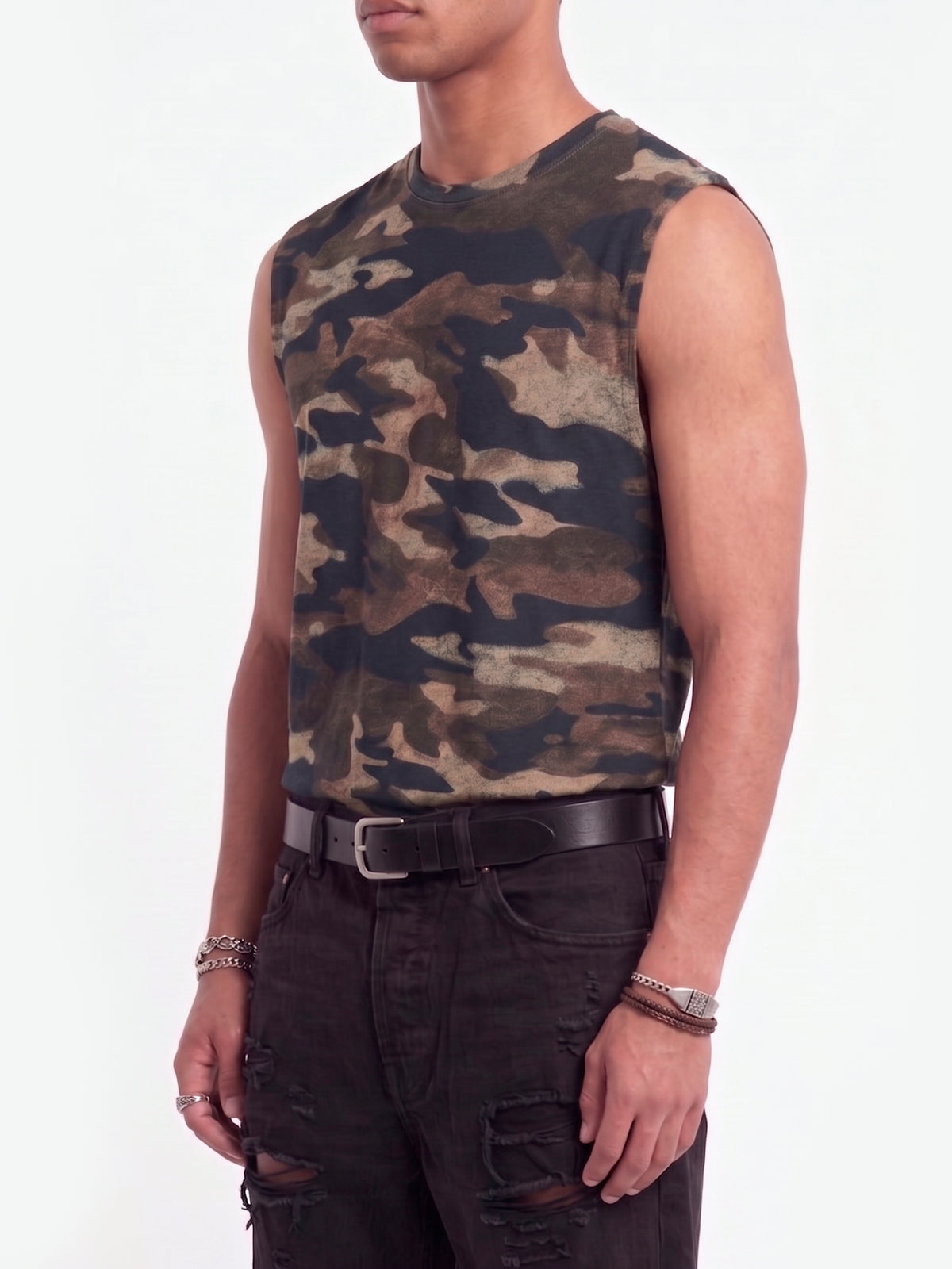 Distressed Camouflage T-Shirt