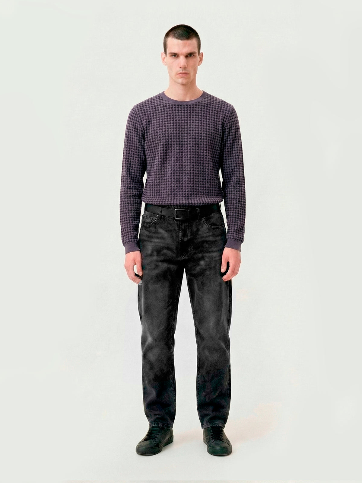 Distressed Houndstooth Long Sleeve
