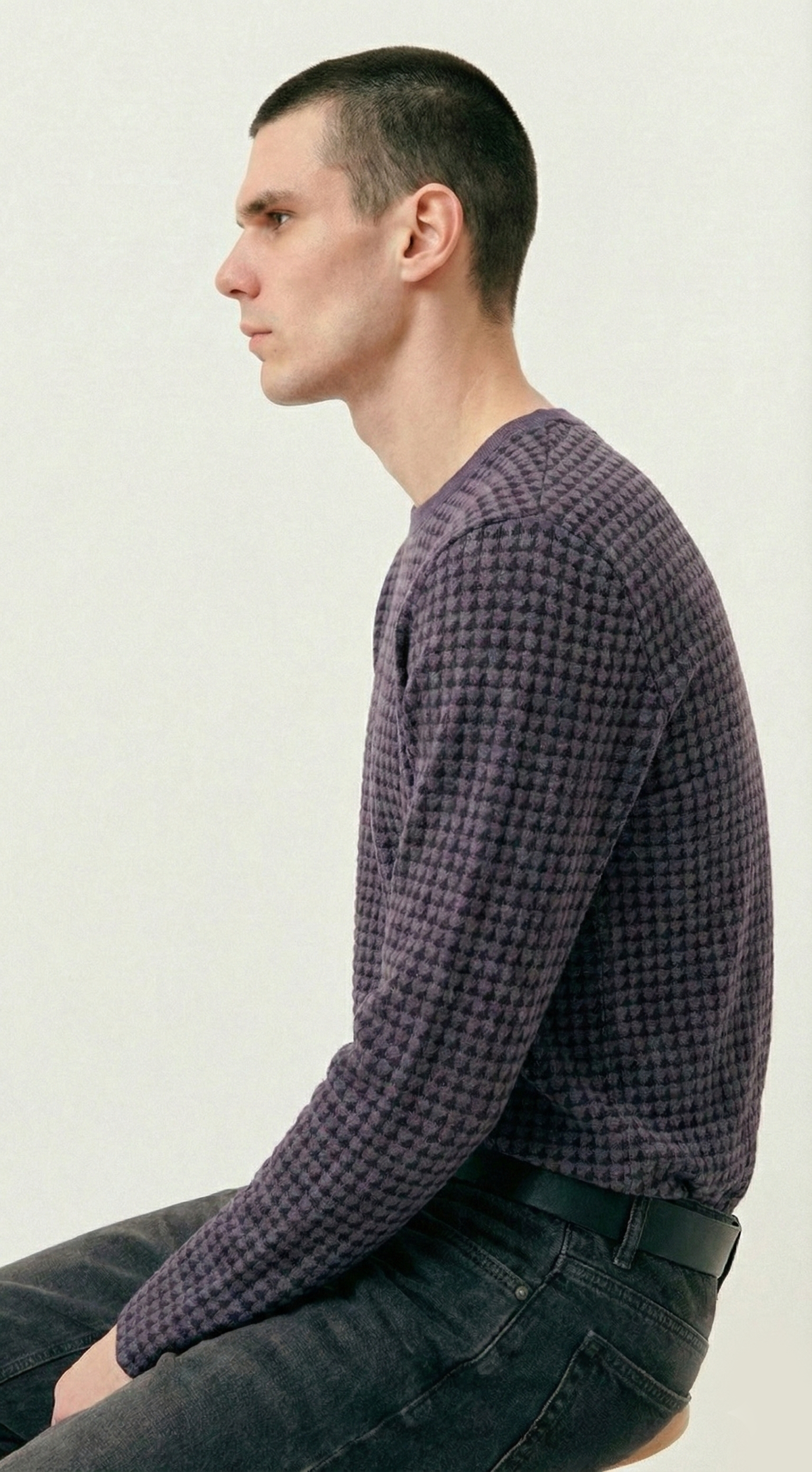 Distressed Houndstooth Long Sleeve
